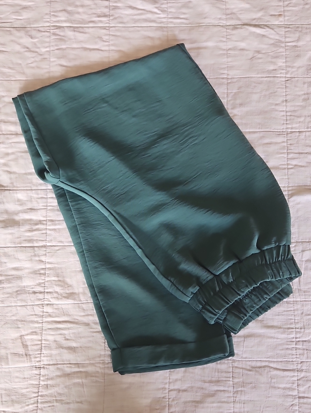 Refka. Elastic-Waist Bottoms in Teal Green